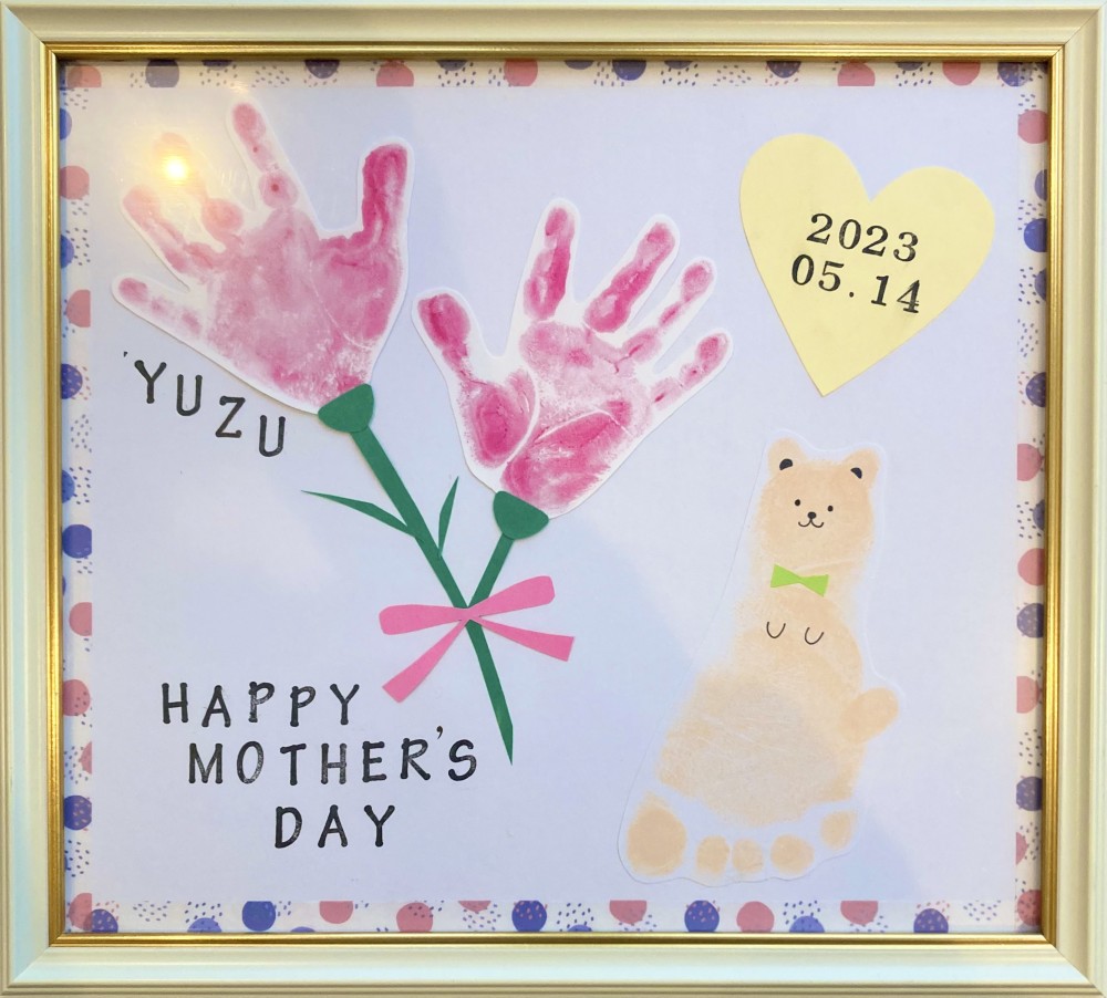 楽天市場 母の日 手形・足形メモリアル・記念品 ：出産祝い・ギフト<キッズ・ベビー・マタニティの通販 Poranlem ベビー 手形 クラフト アートDIY フローラル ブーケ キッズ 誕生日 アクティビティ 子供 幼児 記念品 母