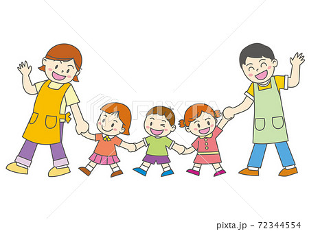 手を繋いで歩く親子のイラスト素材242912438- イメージマート