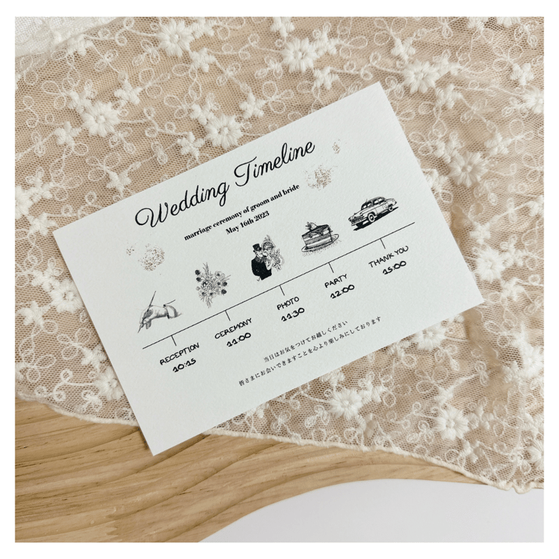 ウェディングタイムラインタイムスケジュール招待状テーブルナンバー挙式結婚式受付 - メルカリ