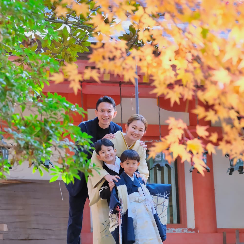 小田原城内 報徳二宮神社の七五三 祈願・写真・衣裳・着付・会食