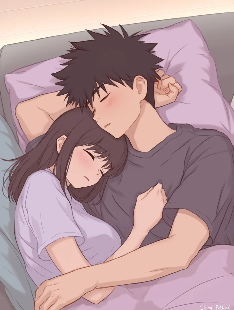 ベッドで一緒に寝るカップルのイラスト素材113994535- PIXTA