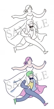 無料イラスト かわいいフリー素材集: 新郎新婦のイラスト 車椅子の花婿
