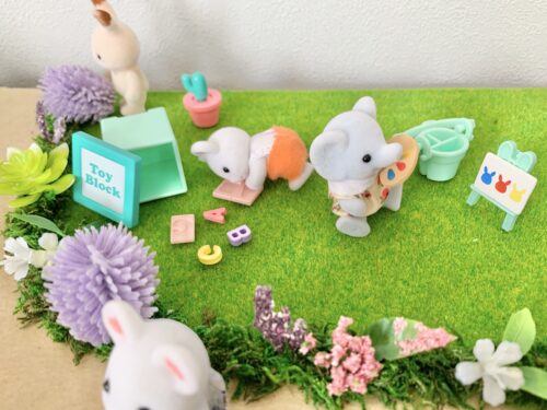 100均材料で作ったシルバニアファミリーのお庭