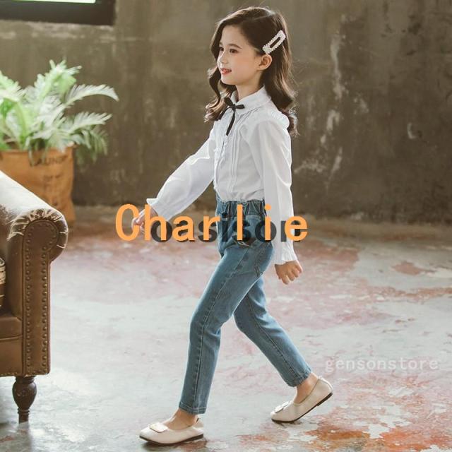 送料無料 超目玉セール 襟刺繍ブラウス 女の子 同色リボン・刺繍・フリルのついたプチおしゃれなブラウス 入学式 卒業式 子供服 伸縮性ありカットソーブラウス 小学生 発表会 制服 丸襟 フォーマル TAKキャサリンコテージキャサリンコテージ