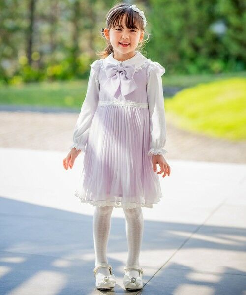 訳ありアウトレット リボン付き長袖ブラウス 子供服 結婚式 入園式 入学式 me-out-1512-bl