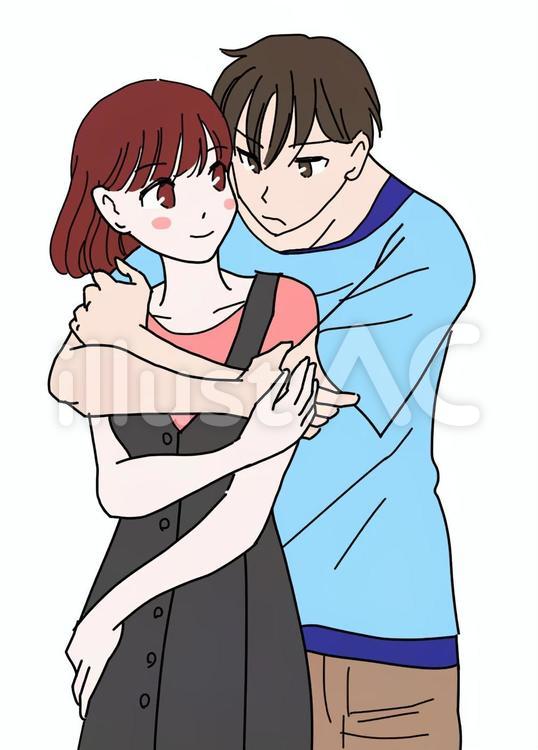 ハグカップル イラスト373 無料写真