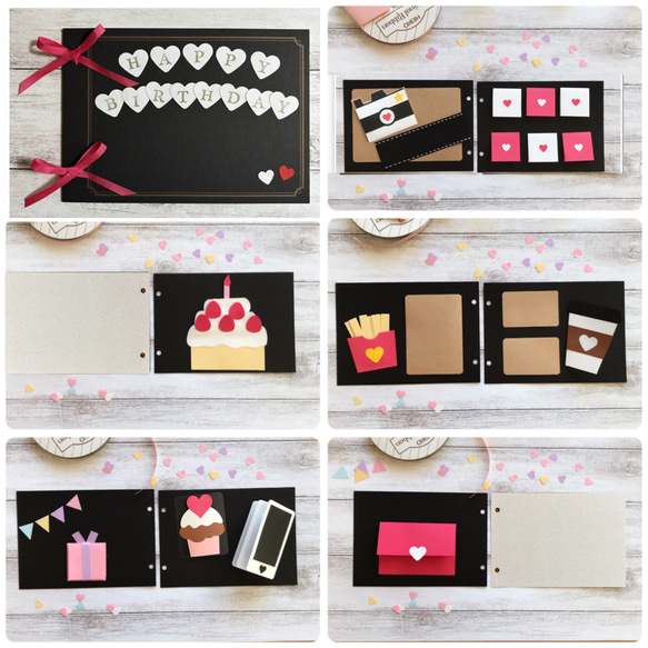 Amazon.co.jp: Amandakasa 手作りアルバム DIY スクラップブック 23点セット 20.5 x 28cm 手作り フォトブック大容量 誕生日 プレゼント 写真収納 記念写真集 結婚記念日 贈り物 育児日記 メモ書き可 リング式 台紙 80ページ黒アルバムx1、シール?x7、ペン?x12