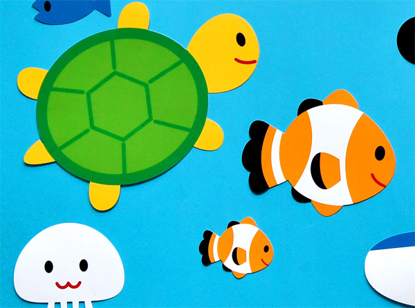 壁面飾り誕生日表 海の生き物ラスト2点 保育壁面海の生き物