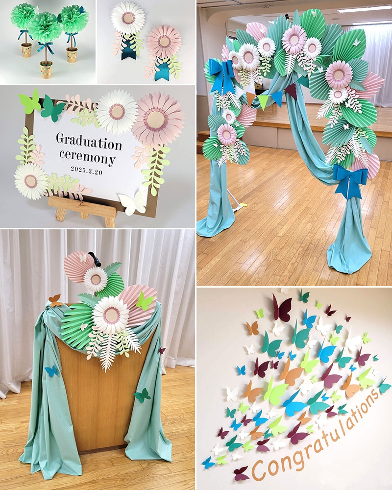 ⼤きなリボンの会場飾り世界文化ワンダ