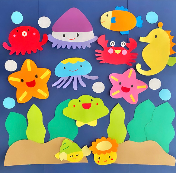 イラストパーツ 海の生き物たちほいくえ