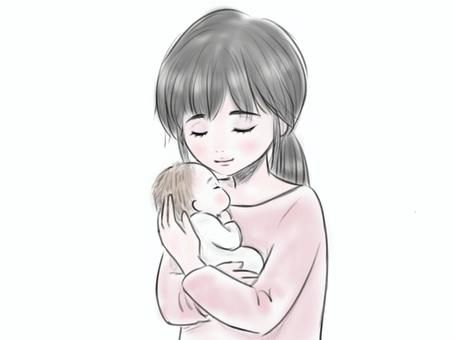 赤ちゃんを抱っこするお母さんイラスト