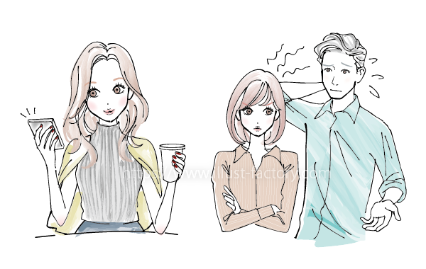 糸電話で会話するカップルのシンプルイラストのイラスト素材91079509- PIXTA