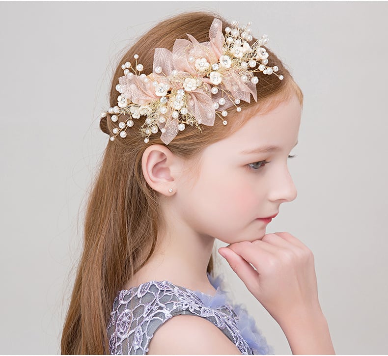 子供用 カチューシャ ヘアアクセサリー パール 花 ヘアアレンジ 入学式 卒業式 発表会 パーティ