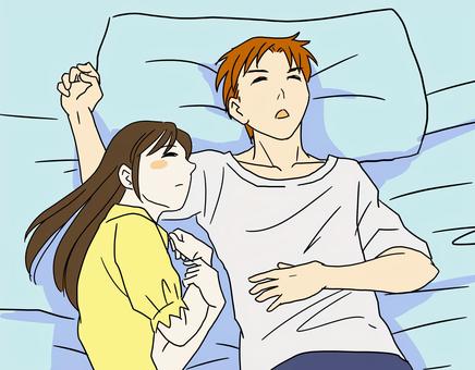 寄り添いながら穏やかに眠る若いカップルのイラスト素材126739623- PIXTA
