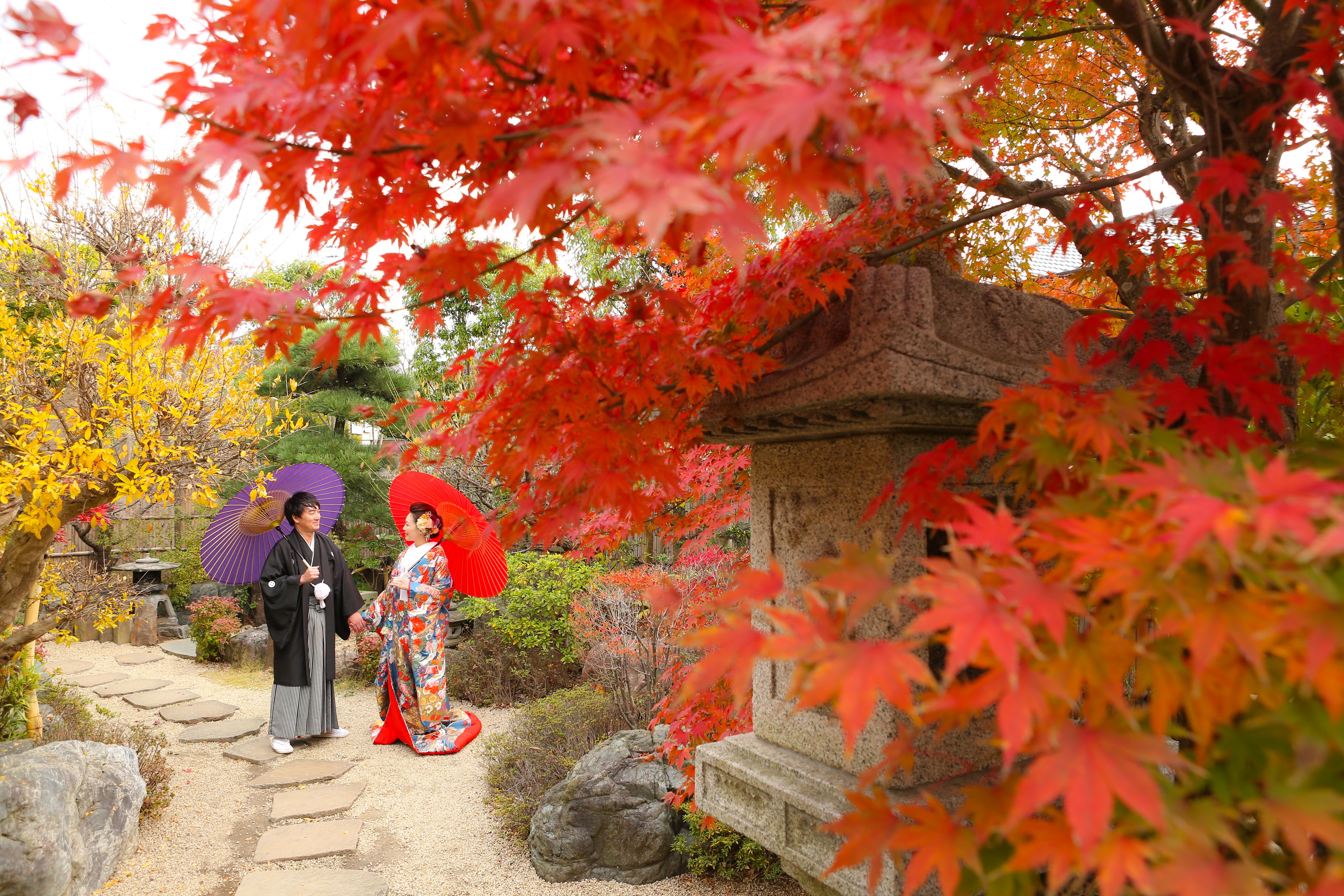 紅葉和装前撮りは予約や撮影はいつ行う？見頃やオススメ予約タイミング大阪前撮り からん和装のフォトウエディング