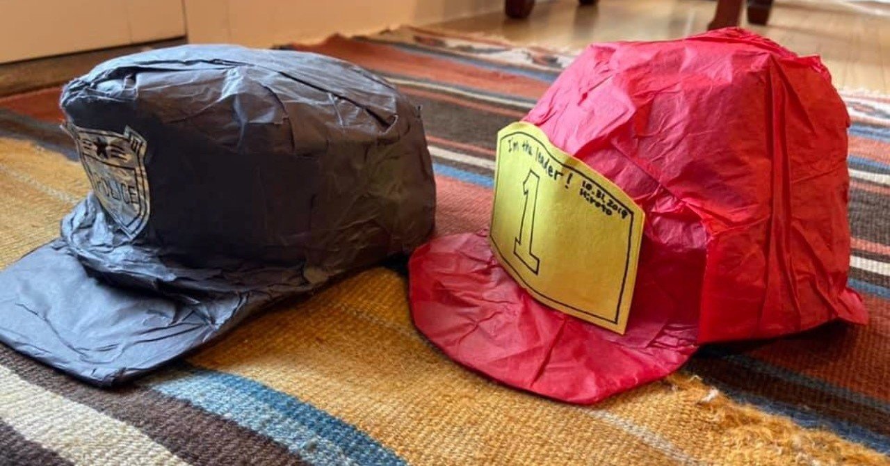 段ボール製消防士帽子の手作りテンプレート：印刷可能なパターン PDF- Etsy 日本