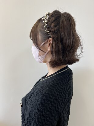 三つ編みカチューシャ🌼1歳さんのヘアアレンジヘアアレンジ女の子ヘアキッズヘアアレンジカチューシャヘア