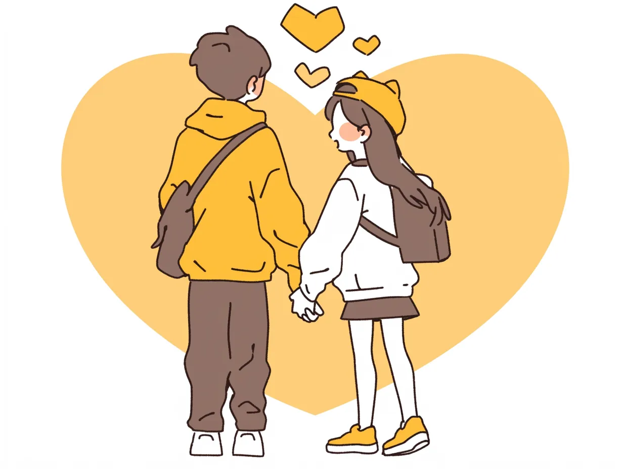 散歩中の男女のカップルの後ろ姿のイラスト 白背景・ベクター・切り抜き のイラスト素材83446363- PIXTA