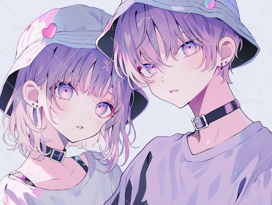 厚塗りタッチでペア画描きます カップル、友達など、コーデからポーズもおまかせください！ココナラ