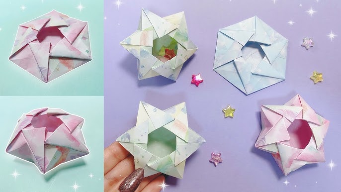 折り紙 簡単！きれいな星の花の折り方 かわいい花の作り方 折り紙１枚 立体的 桃 桜 梅 – 折り紙図書館 origamilibrary折り紙モンスタ