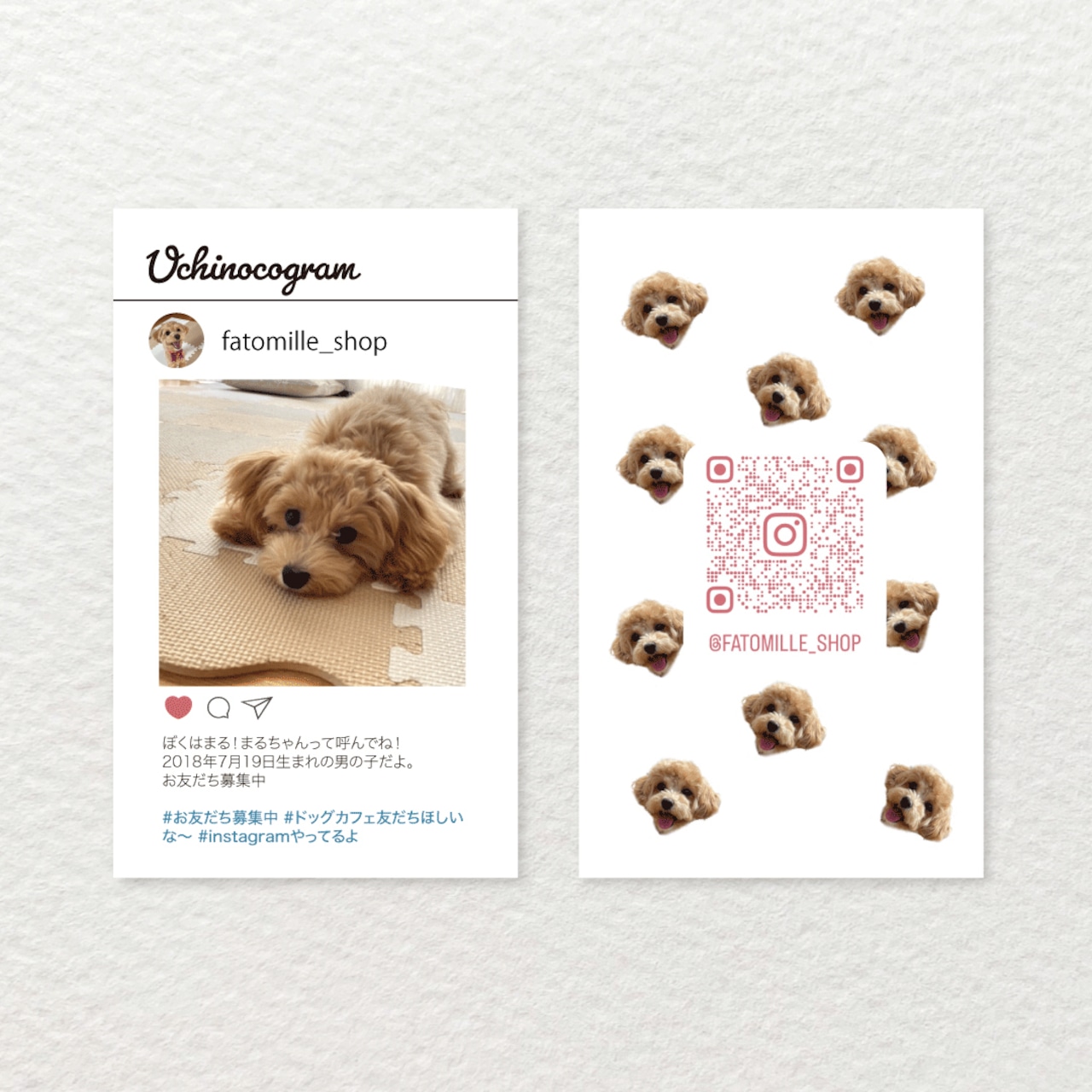 名刺作成 名刺 写真 ペット名刺 プロフィール カード インスタ QR ナチュラル 縦型 縦 名刺印刷 簡単 おしゃれ かわいい 犬 猫 ペットmeishi-pro5 : ケイ・ユニフォーム フード - 通販 - Yahoo!ショッピング