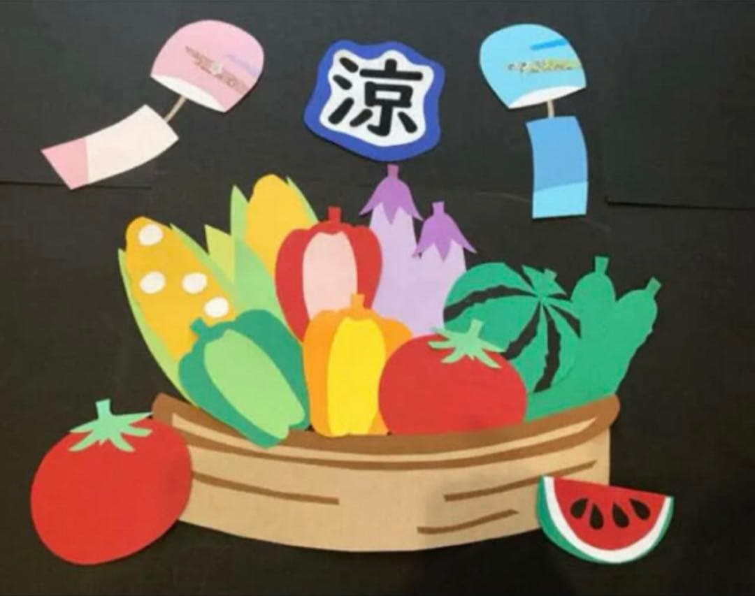 幼稚園 保育士 夏 壁面 通り抜け 保育 夏野菜
