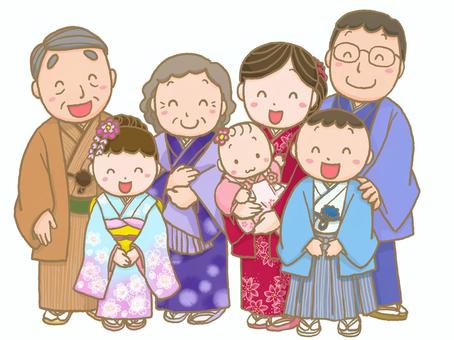 母の日 お母さんを中心として家族みんなで笑顔でいるワンポイントイラスト無料イラスト素材TemplateBox