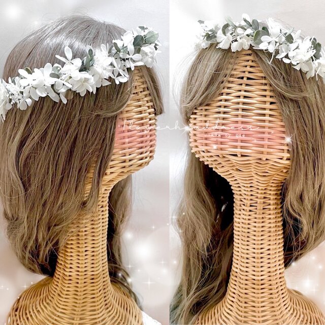 花冠 花かんむり 結婚式 髪飾り ヘッドドレス かすみ草 成人式 卒業式 袴 振袖 和装 OHANAOHANA