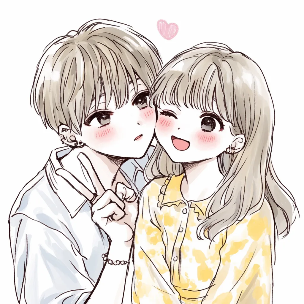 ゆるめストリートファッションペア画アイコンイラスト・フリー素材なら「シンテリ」