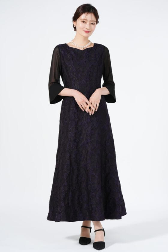 ロングドレス 結婚式 母親 親族 袖あり ボレロ セット 大きいサイズ 演奏会 発表会 ネイビー 40代 50代 60代 フォーマル パーティーFD-180103 : パーティドレスはアールズガウン - 通販 - Yahoo!ショッピング