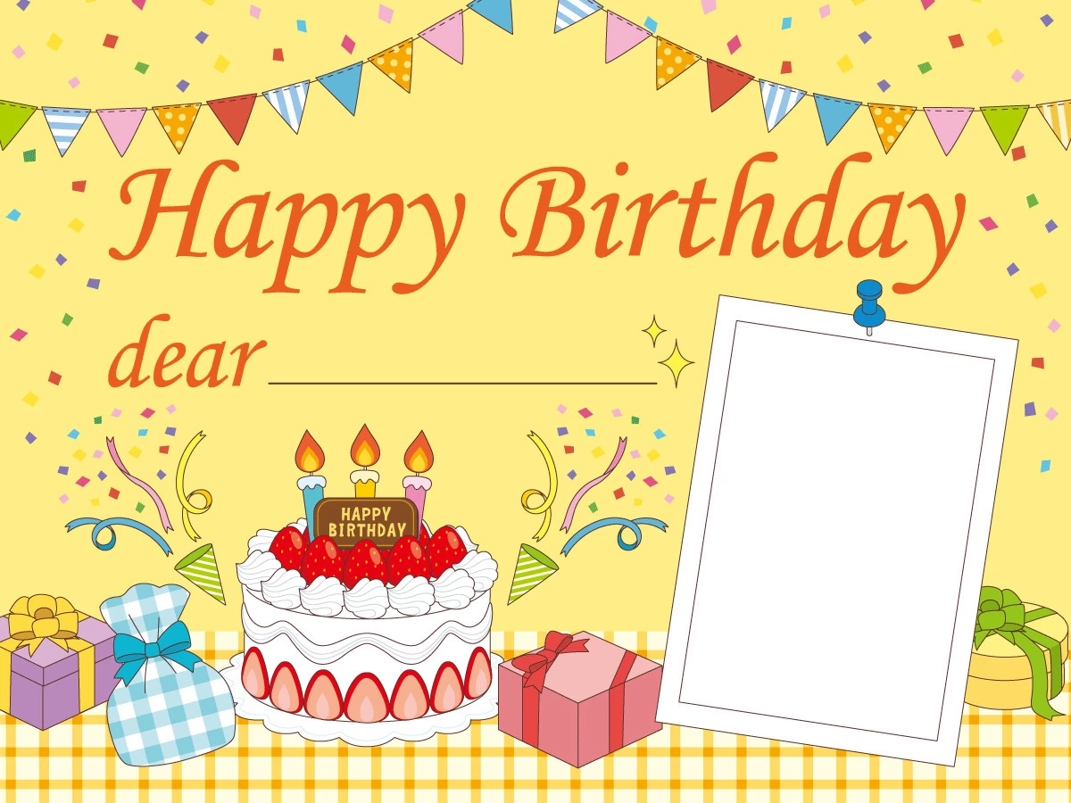 子供の誕生日カードテンプレート無料ベクトル素材