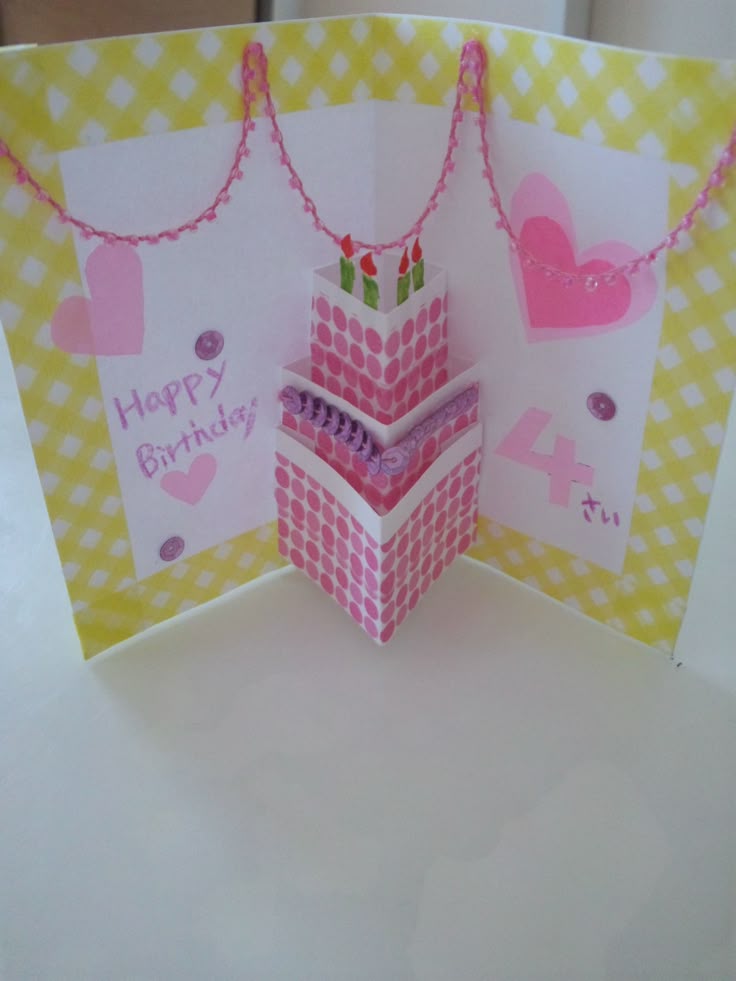 飛び出すカード！子供でも簡単に出来る誕生日ケーキのポップアップカード